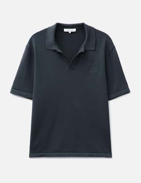 Maison Kitsuné Bold Fox Head Embroidered Knitted Polo